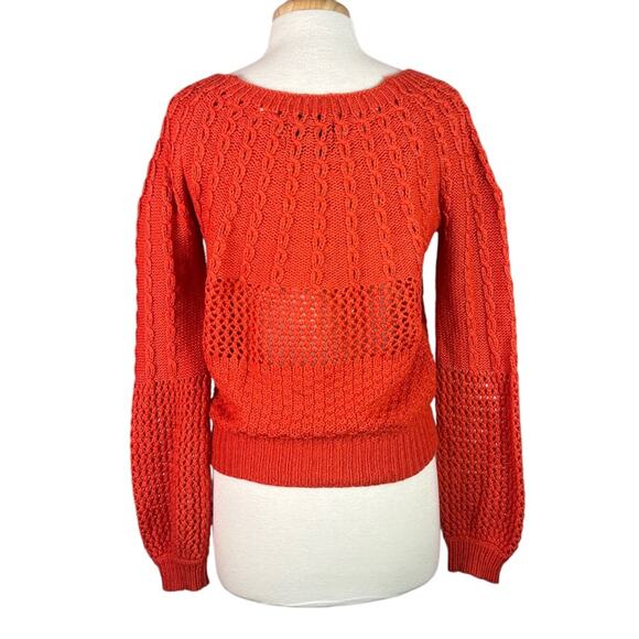 Anthropologie Guinevere Purl Wise Sweater Women Medium Wool Pumpkin Spice Orange - Picture 1 of 13
